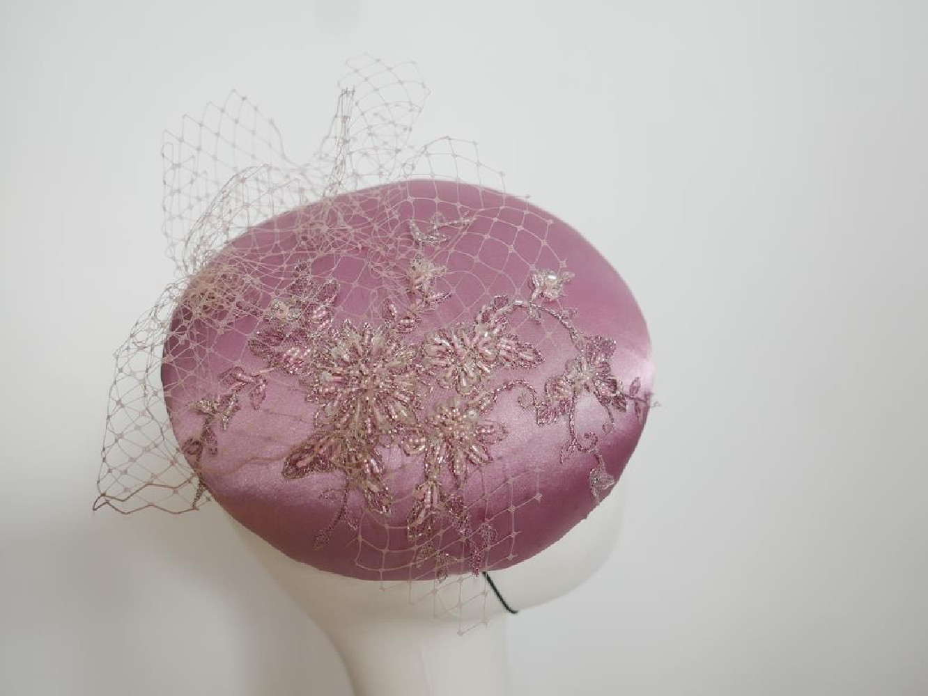 Wrzosowy róż toczek  z tkaniny