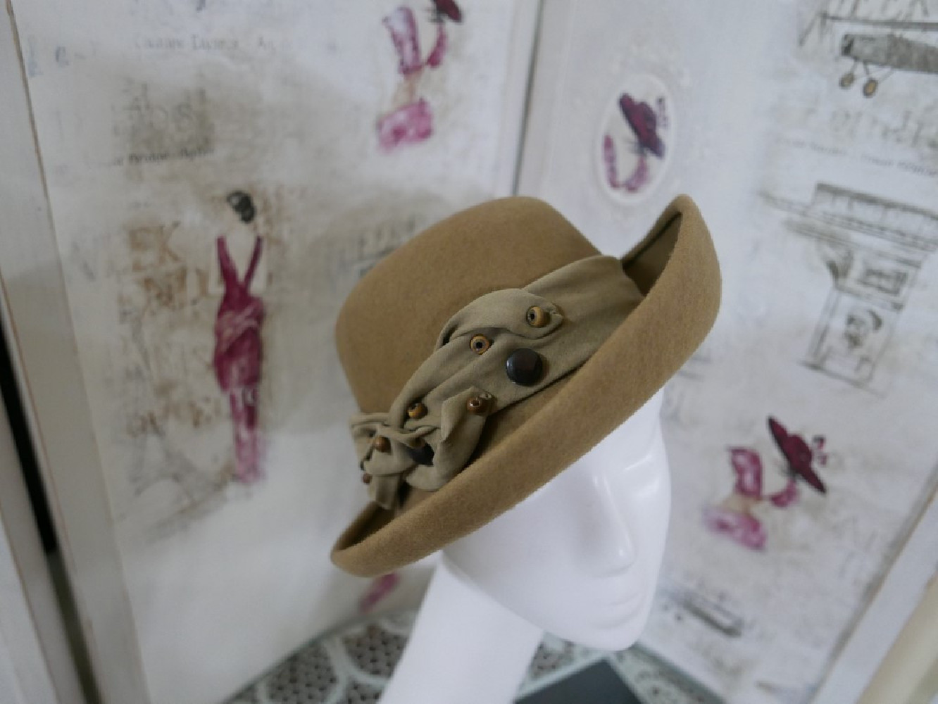 Tekla karmelowy kapelusz filcowy 54-57 cm