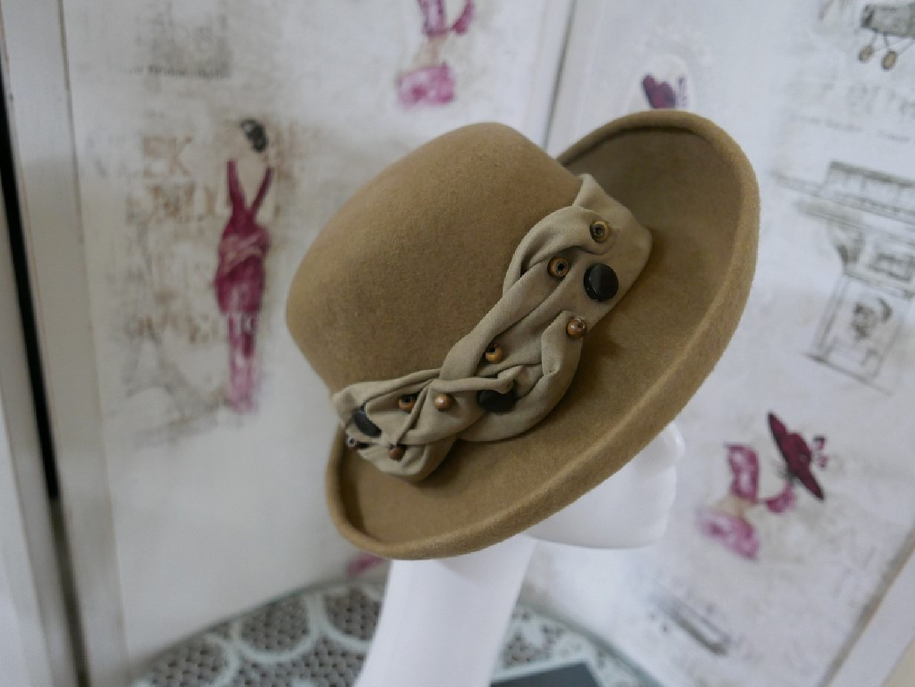 Tekla karmelowy kapelusz filcowy 54-57 cm