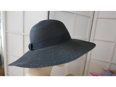 Czarny słomkowy letni  kapelusz do 56 cm