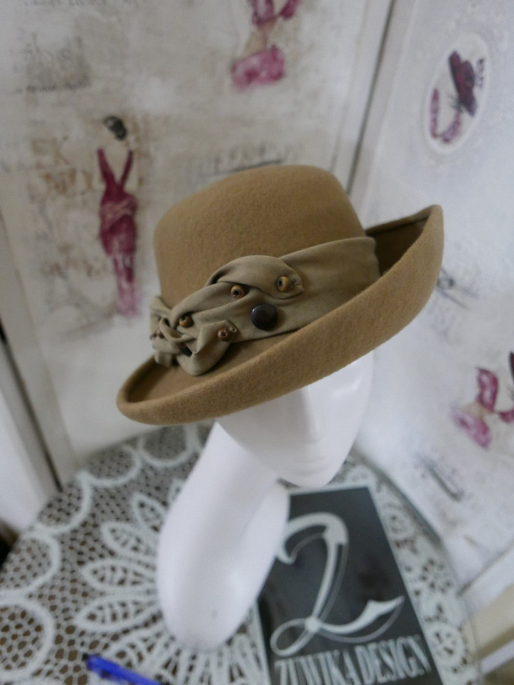 Tekla karmelowy kapelusz filcowy 54-57 cm