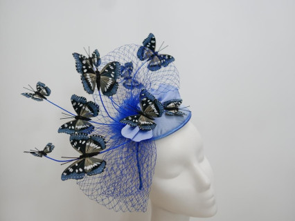 Granatowe motyle fascynator Ascot, Derby