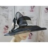 Czarno śmietankowy kapelusz sinamay 55-57 cm