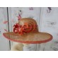 Wizytowy kapelusz sinamay rudo czerwony do 57cm