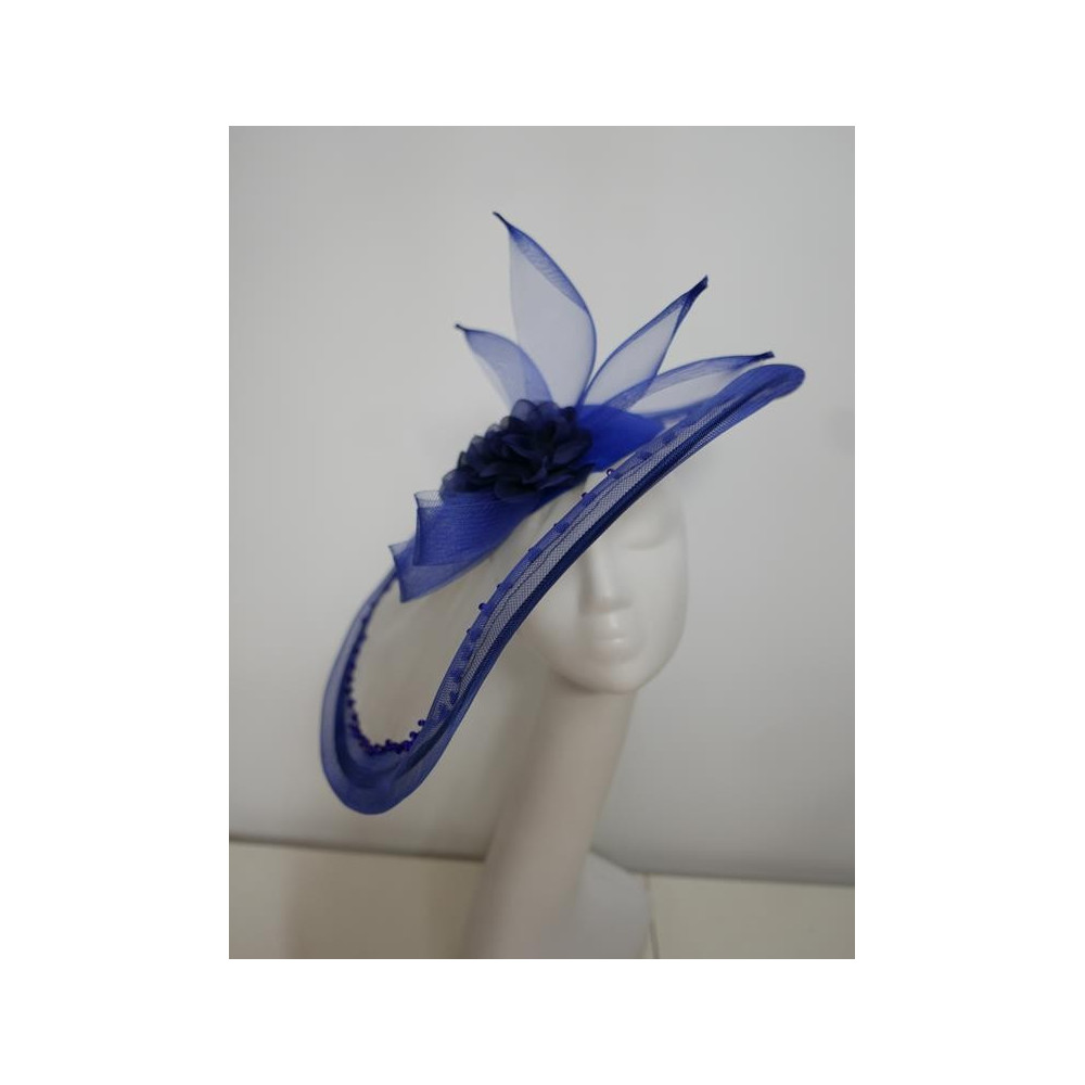 Granatowo kremowy szałowy kapelusz wizytowy