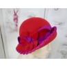 Arleta czerwony z fuksją kapelusz filc 54-57cm