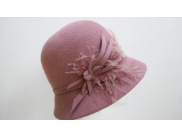 Cloe- różowy pilśniowy retro kapelusz  53-55 cm