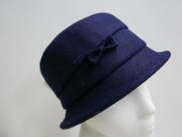 Granatowy kapelusz tkanina do 58 cm- regulowany