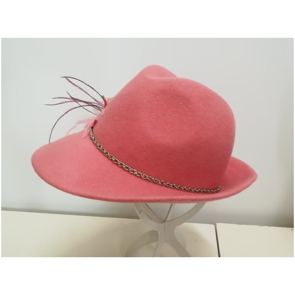 Montana różowy kapelusz filcowy z piórami 54-57 cm