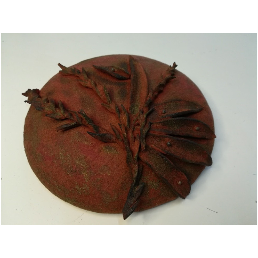 Mini beret filcowy przypalany rudy