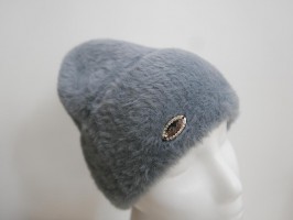 Szara czapka z włosem-alpaka