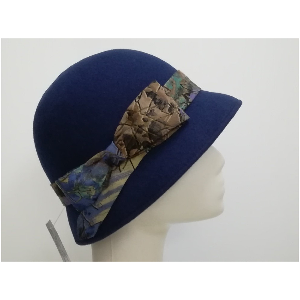 Retro klosz kapelusz filcowy jasny granat 55-56 cm