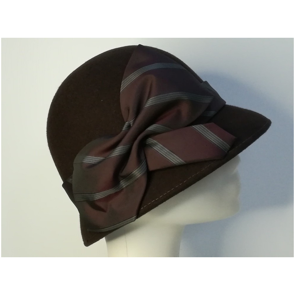 Retro klosz kapelusz filcowy ciemny brąz 55-56 cm