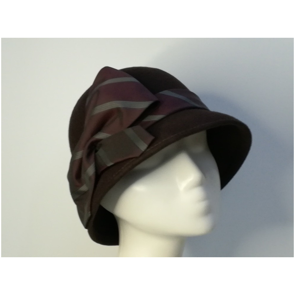 Retro klosz kapelusz filcowy ciemny brąz 55-56 cm