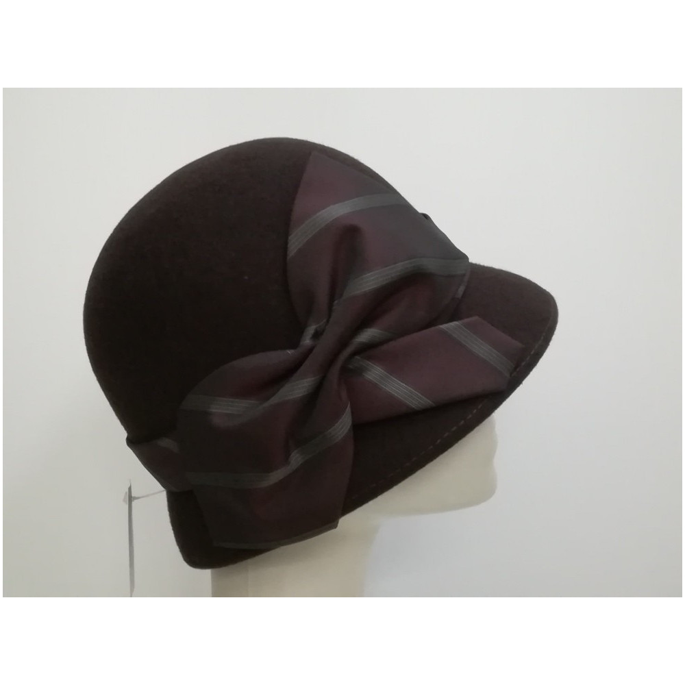 Retro klosz kapelusz filcowy ciemny brąz 55-56 cm