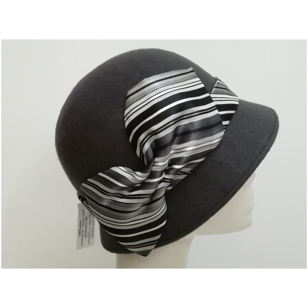 Retro klosz kapelusz filcowy stalowy 57-58 cm