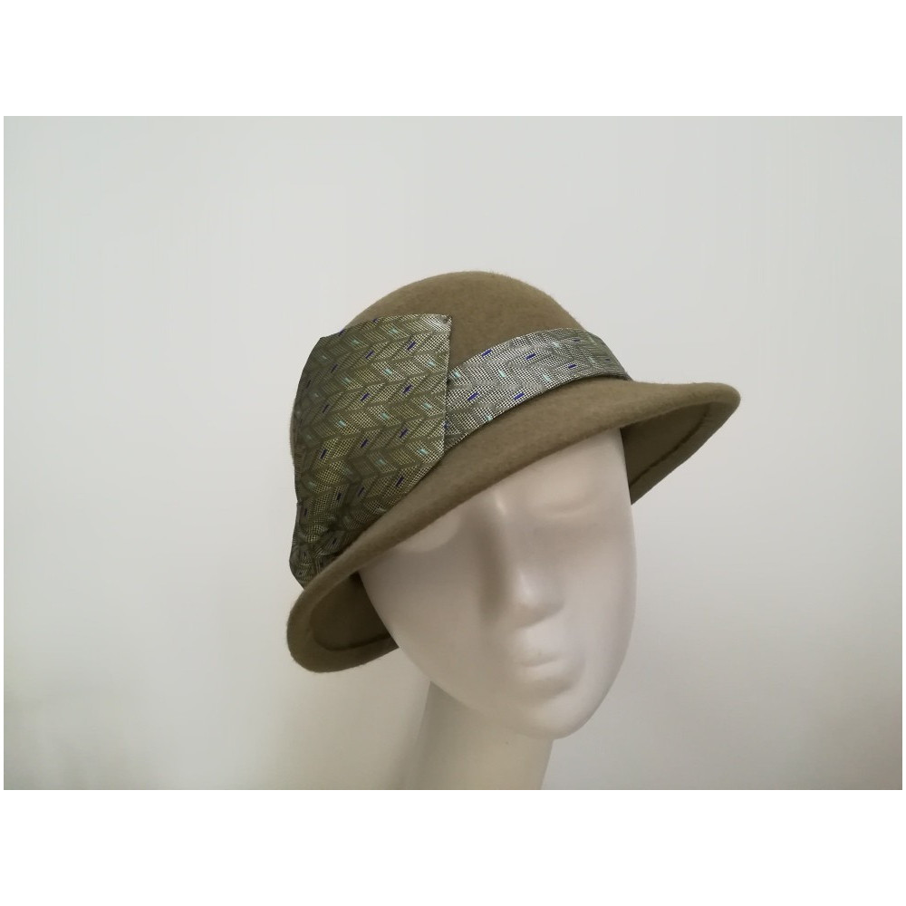 Retro kapelusz oliwkowa zieleń 58-59 cm