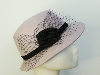 Szary z poświatą wrzosu kapelusz filcowy 53-55 cm