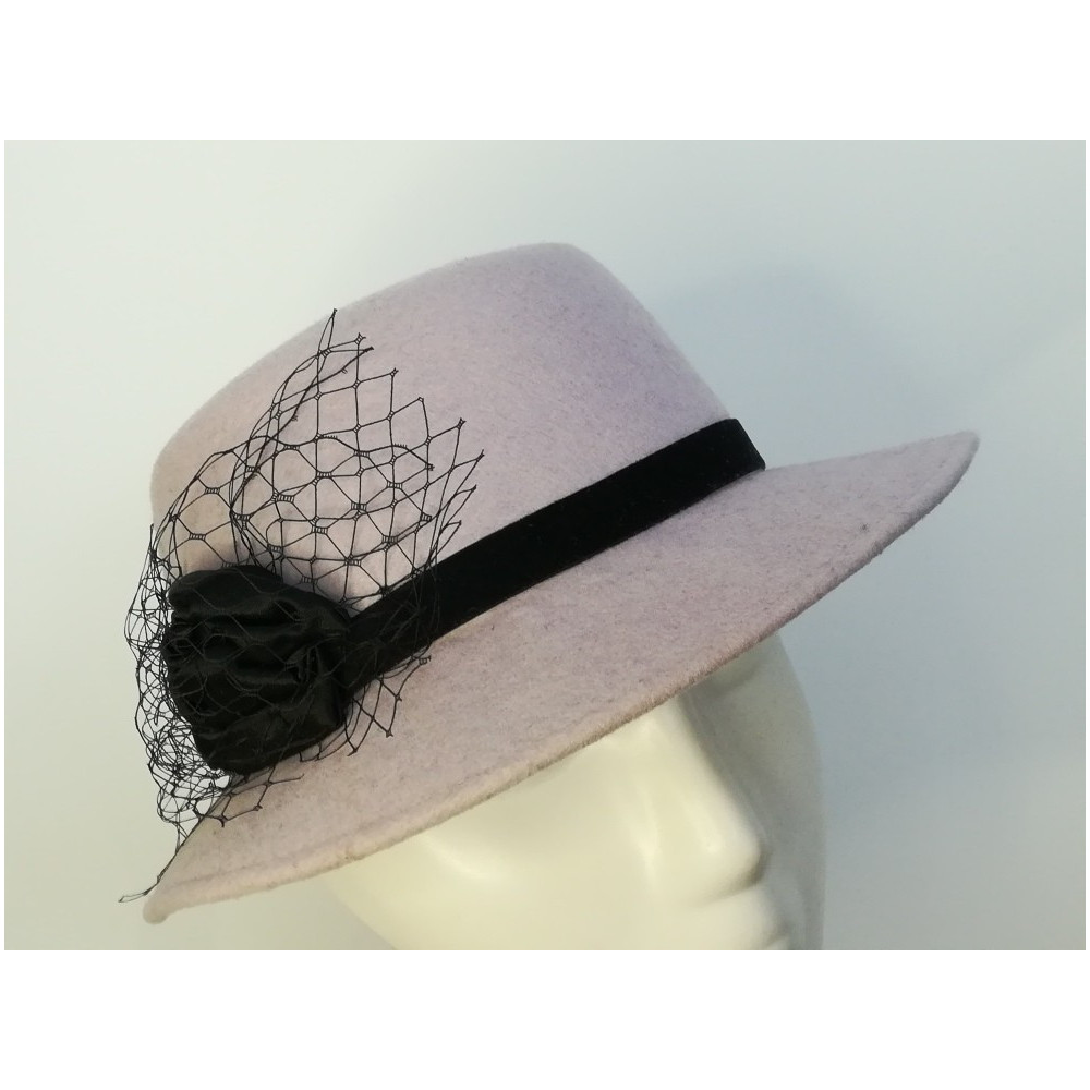 Szary z poświatą wrzosu kapelusz filcowy 53-55 cm