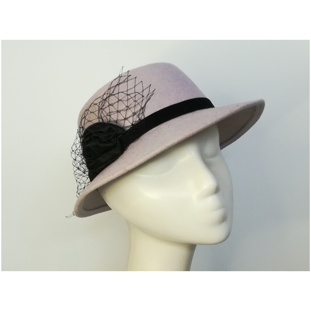 Szary z poświatą wrzosu kapelusz filcowy 53-55 cm