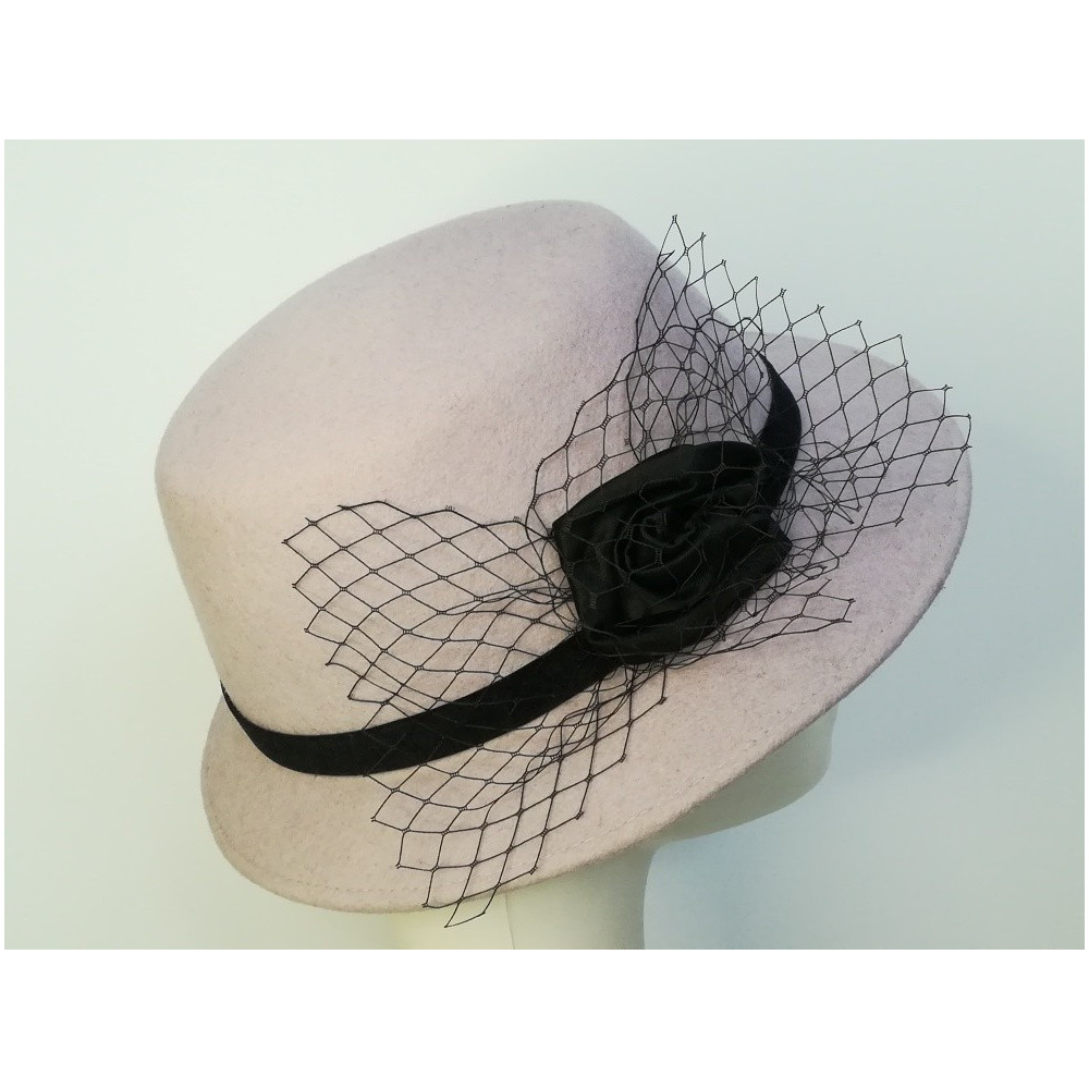 Szary z poświatą wrzosu kapelusz filcowy 53-55 cm