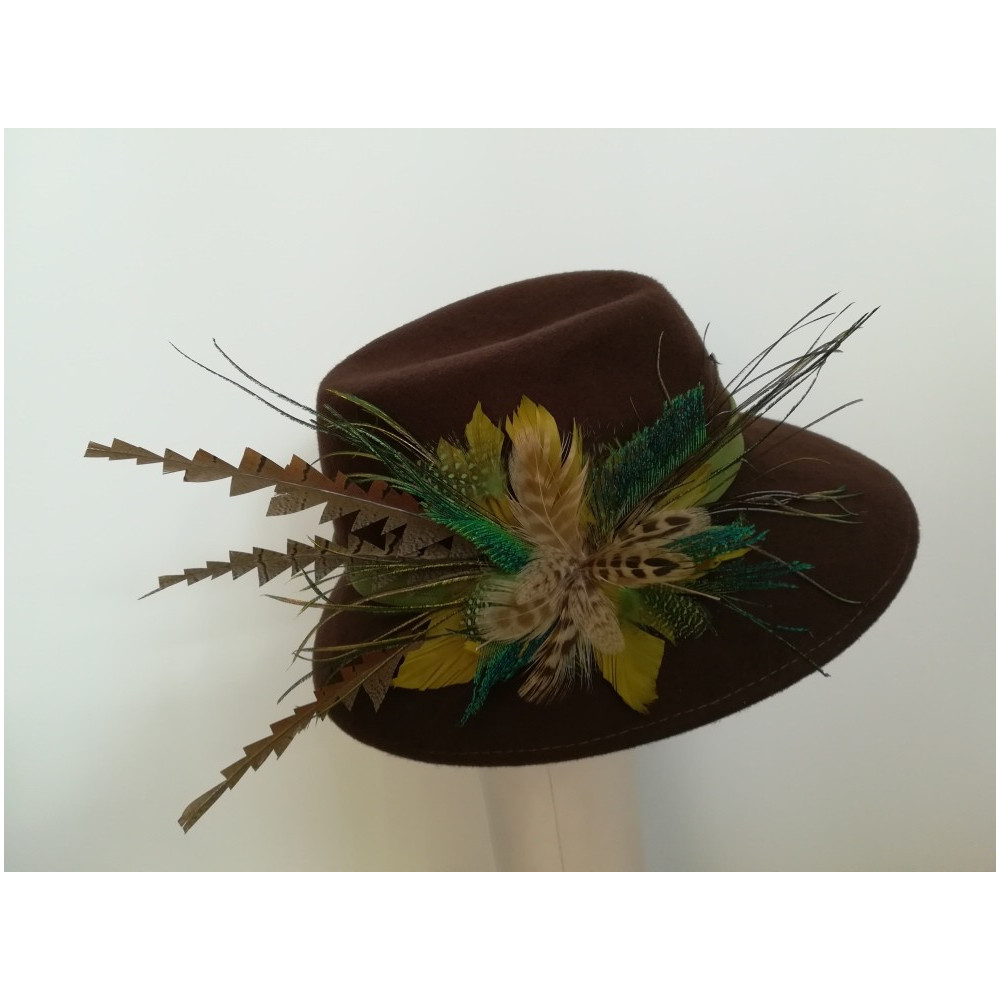 Brązowy kapelusz filcowy  płytki r. uniwersalny