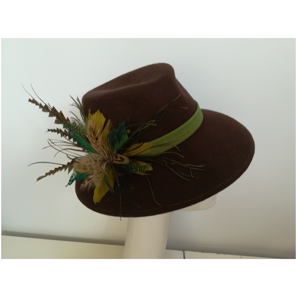 Brązowy kapelusz filcowy  płytki r. uniwersalny