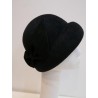 Pollina- czarny welur kapeluszo toczek Vintage 53-56 cm