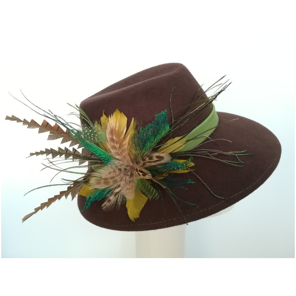 Brązowy kapelusz filcowy  płytki r. uniwersalny