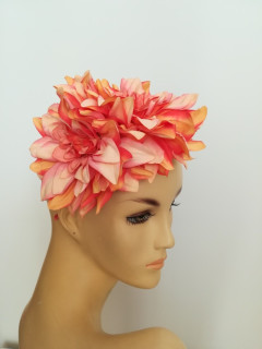 Dalie łosoś róż fascynator na opasce
