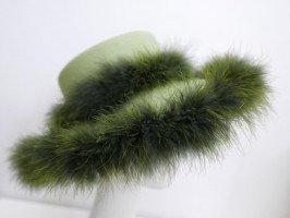 Mary, zielony kapelusz filcowy z piórami marabou-54 -57m