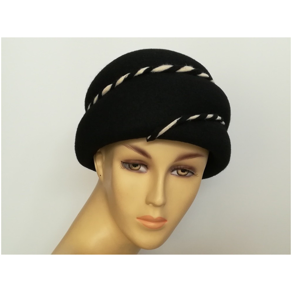 Czarny turban Vintage 54-57 cm