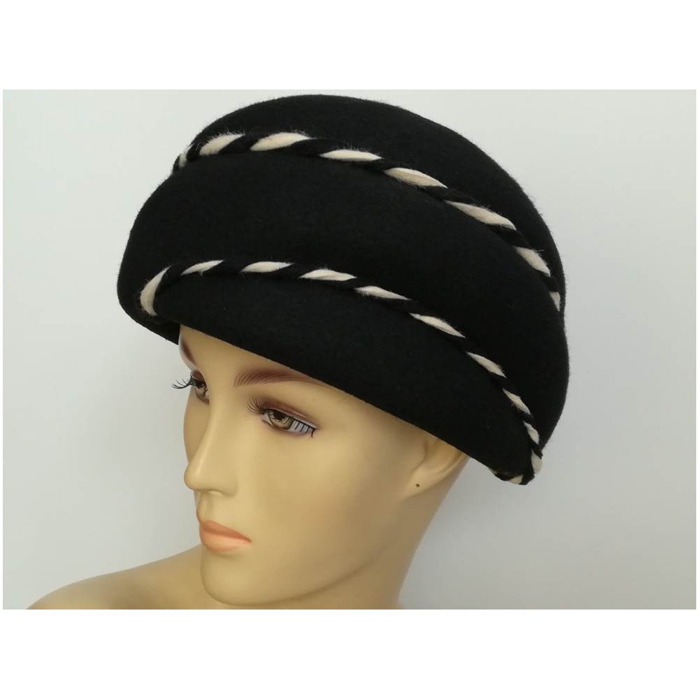 Czarny turban Vintage 54-57 cm