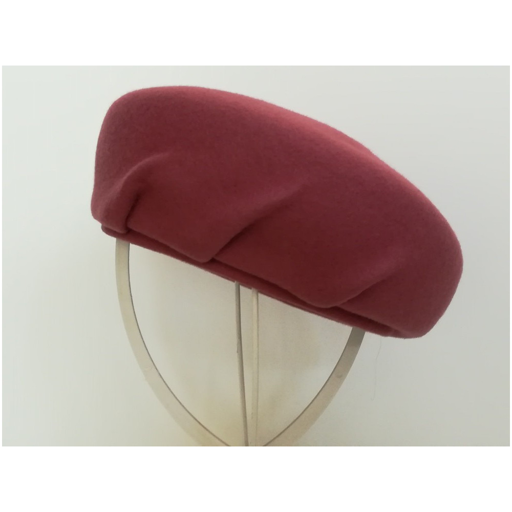 Różowy beret pilśń welurowa 54-56 cm