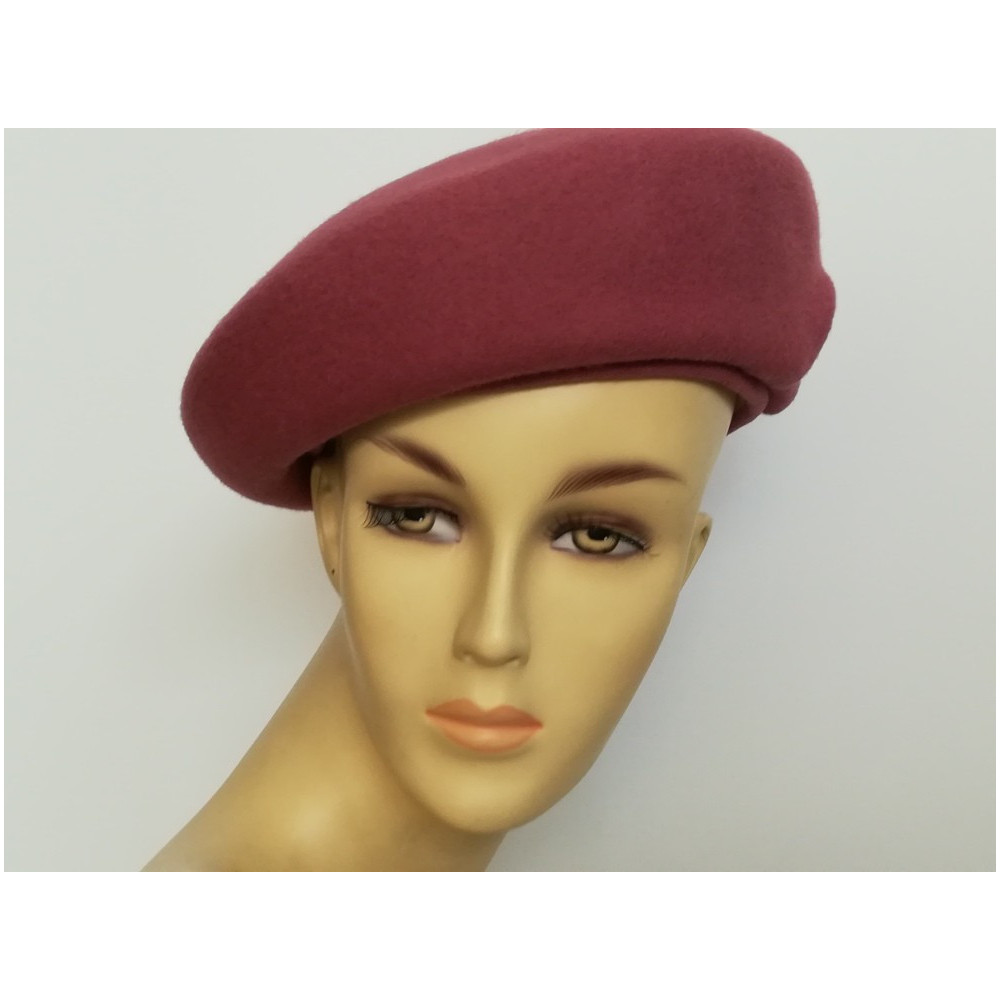 Różowy beret pilśń welurowa 54-56 cm