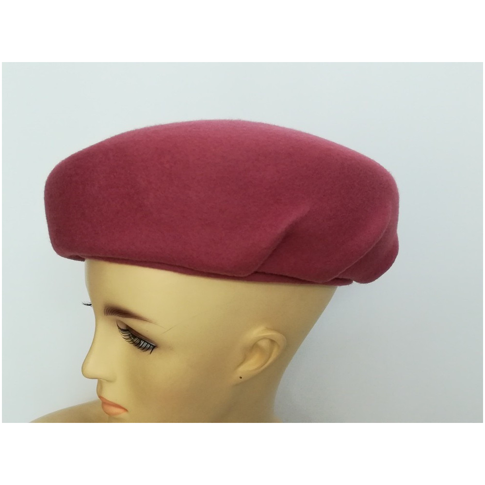 Różowy beret pilśń welurowa 54-56 cm