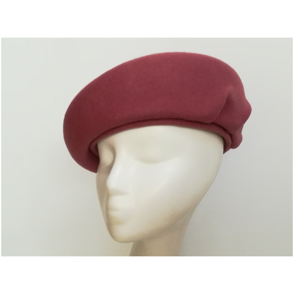 Różowy beret pilśń welurowa 54-56 cm