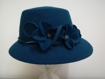 Morski niebieski kapelusz filcowy 53-55 cm
