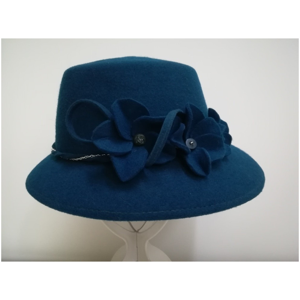 Morski niebieski kapelusz filcowy 53-55 cm