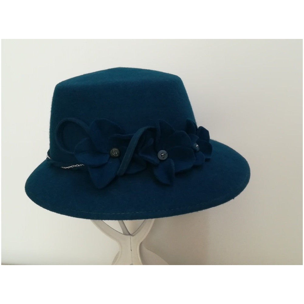 Morski niebieski kapelusz filcowy 53-55 cm
