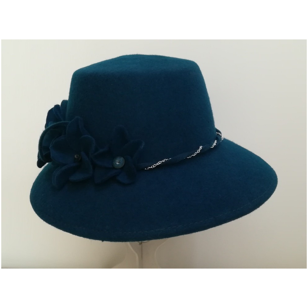 Morski niebieski kapelusz filcowy 53-55 cm