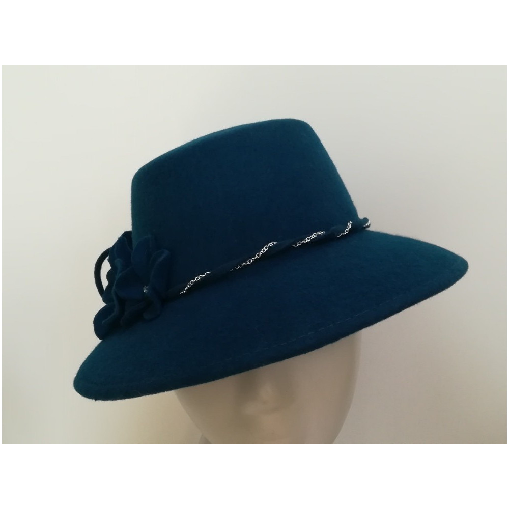 Morski niebieski kapelusz filcowy 53-55 cm