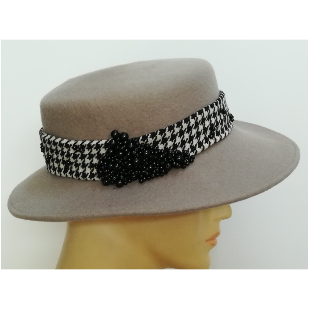 Szary kanotier, kapelusz filcowy 54-56 cm