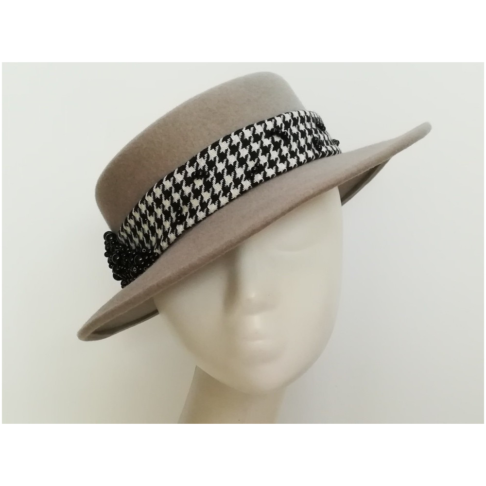 Szary kanotier, kapelusz filcowy 54-56 cm