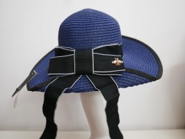 Granatowy słomkowy letni  kapelusz  56-57 cm