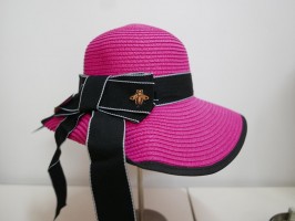 Różowy słomkowy letni  kapelusz  55-56 cm