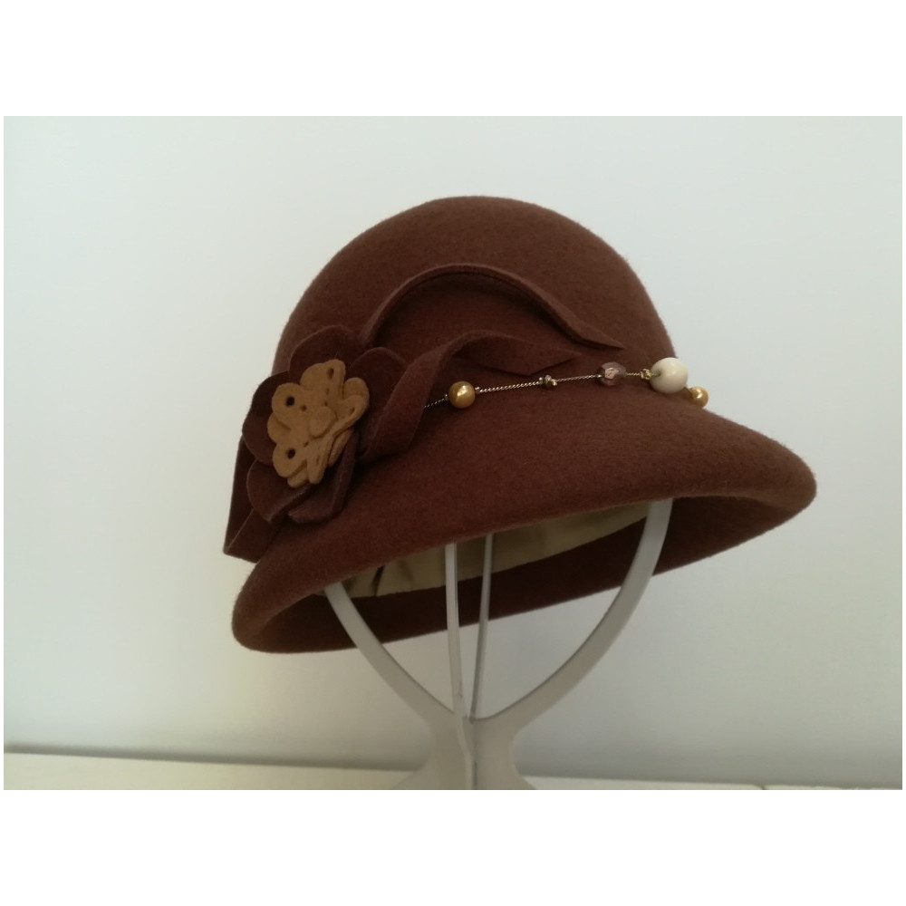 Brązowy kapelusz klosz filcowy 54-56 cm