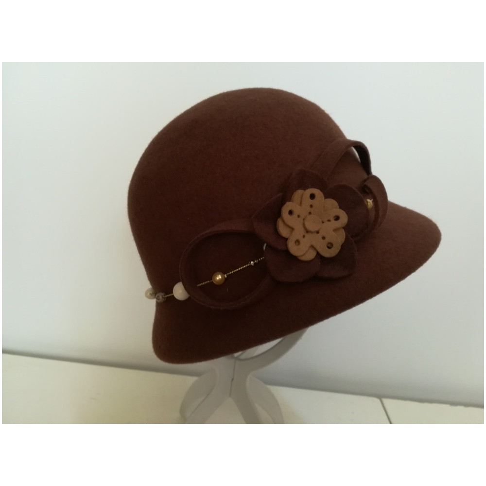 Brązowy kapelusz klosz filcowy 54-56 cm