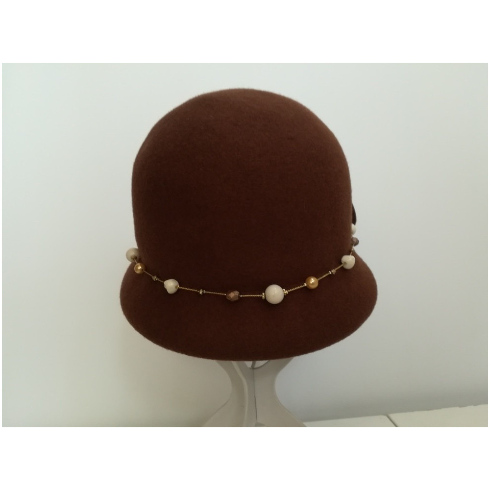 Brązowy kapelusz klosz filcowy 54-56 cm