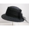 Czarny kapelusz z ryżowej słomki 56-58 cm